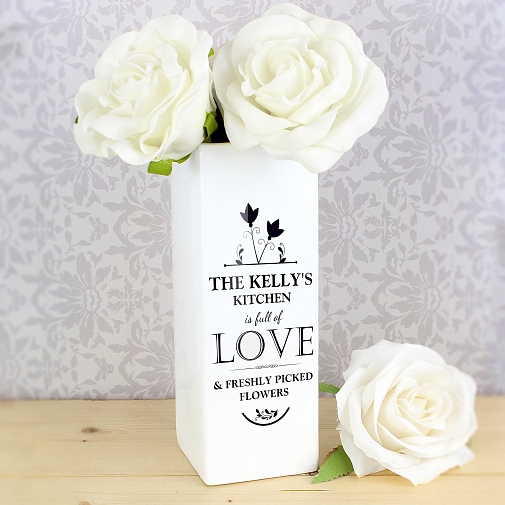 Personalised Full of Love White Square Vase
