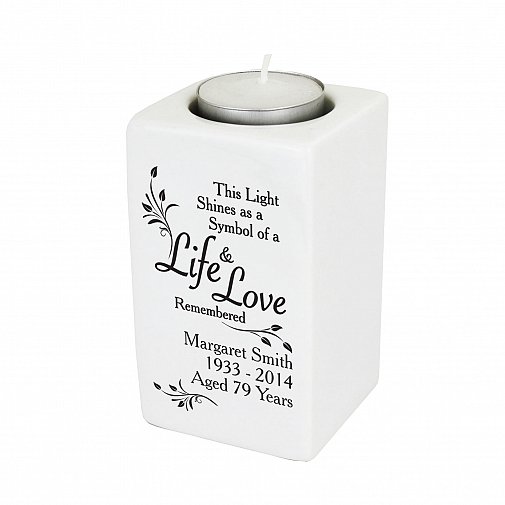 Personalised Loving Memory Ceramic Tea Light Candle Holder