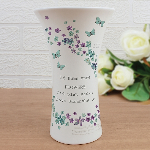 Personalised Forget me not Ceramic Waisted Vase