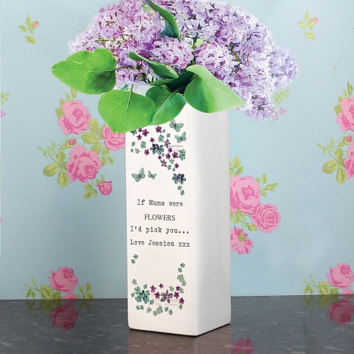 Personalised Forget Me Not Square Vase