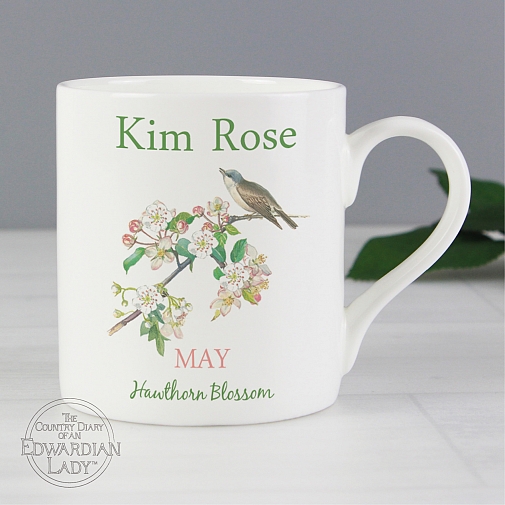 Personalised Country Diary 'May Flower Of The Month' Balmoral Mug