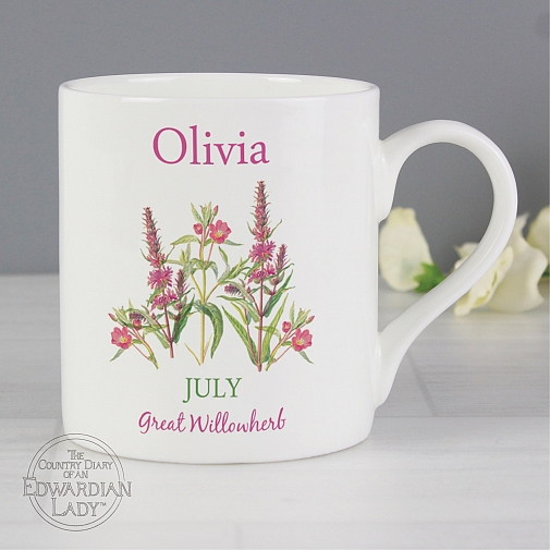 Personalised Country Diary 'July Flower Of The Month' Balmoral Mug