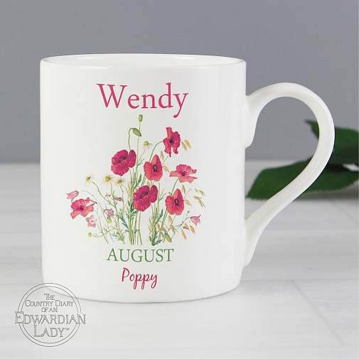 Personalised Country Diary 'August Flower Of The Month' Balmoral Mug
