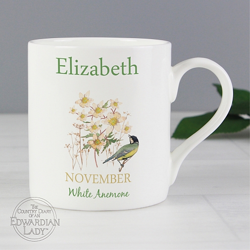 Personalised Country Diary 'November Flower Of The Month' Balmoral Mug