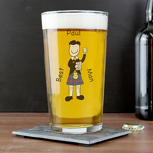 Personalised Scottish Cartoon Wedding Pint Glass