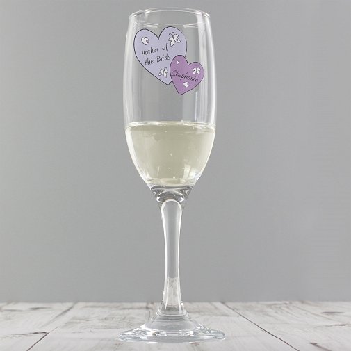 Personalised Butterfly Hearts Wedding Flute