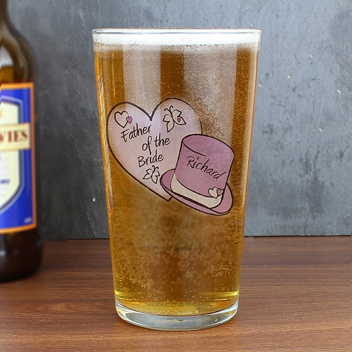 Personalised Butterfly Hats Wedding Pint Glass