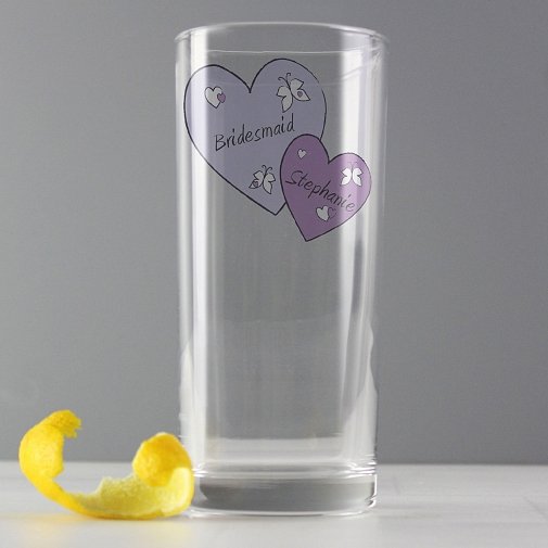 Personalised Butterfly Hearts Hi Ball Glass