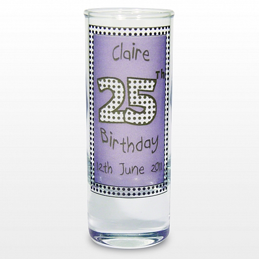 Personalised Lilac Happy Birthday Shot Glass
