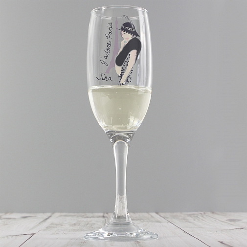 Personalised J'adore Paris Flute Glass