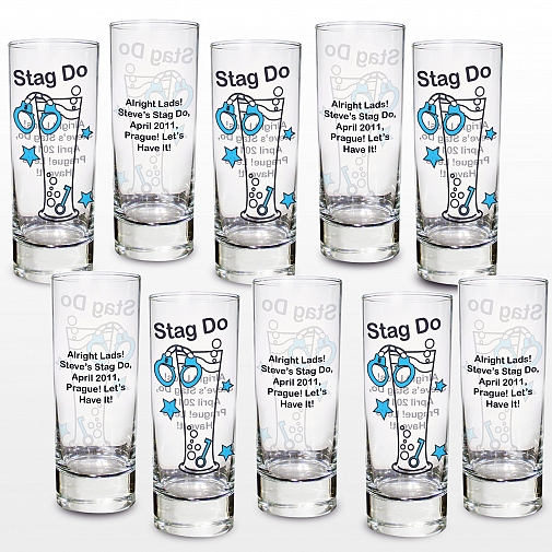 Personalised Stag Do Shot Glasses Pack of 10