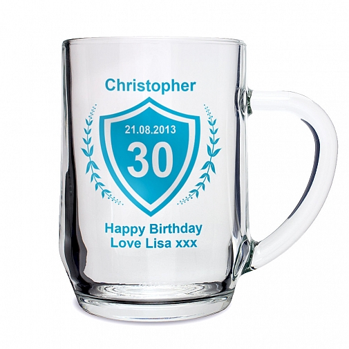 Personalised Age Crest Glass Tankard