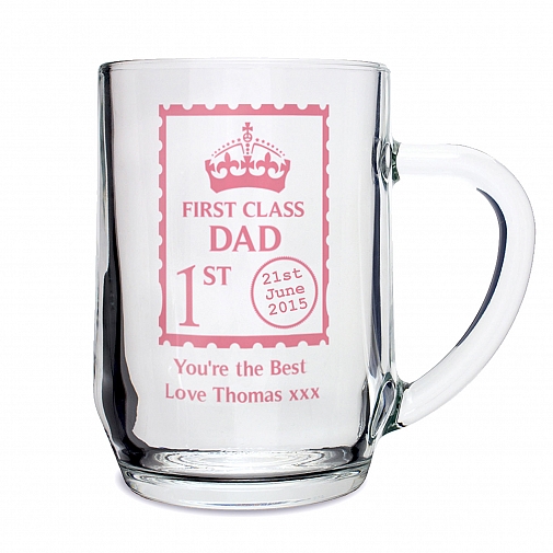 Personalised 1st Class Glass Tankard