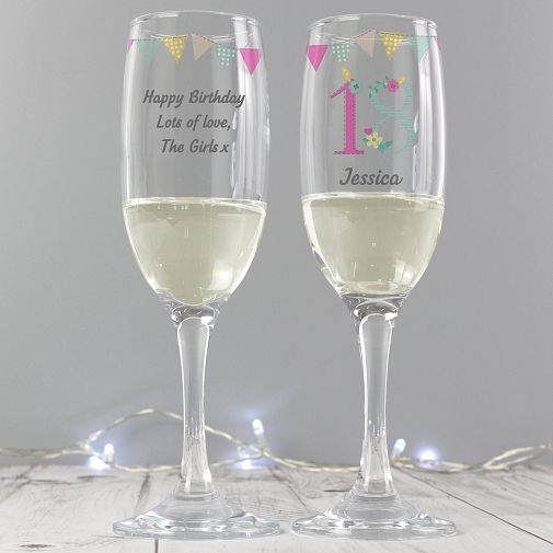 Personalised Birthday Craft Glass Flute