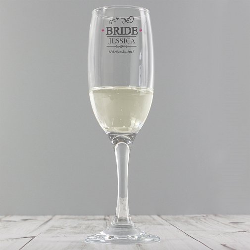 Personalised Mr & Mrs Bride Glass Flute