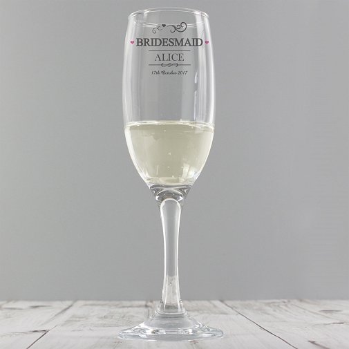 Personalised Mr & Mrs Bridesmaid Glass Flute