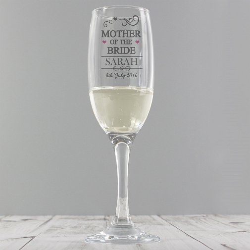 Personalised Mr & Mrs Mother of the Bride Glass Flute
