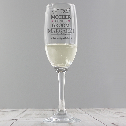 Personalised Mr & Mrs Mother of the Groom Glass Flute