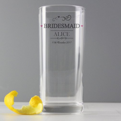 Personalised Mr & Mrs Bridesmaid Hi Ball Glass