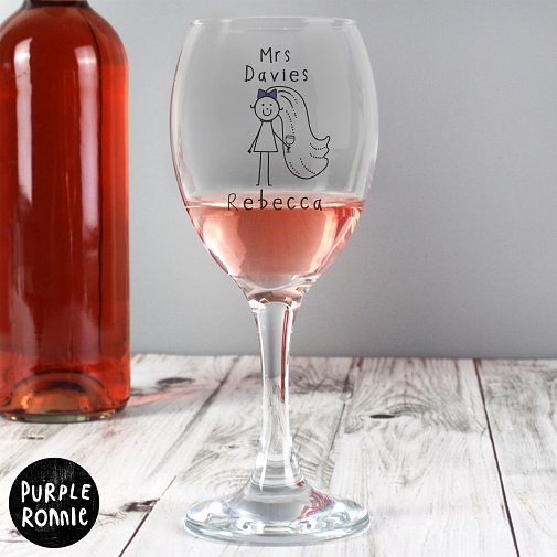 Personalised Purple Ronnie Bride Wine Glass