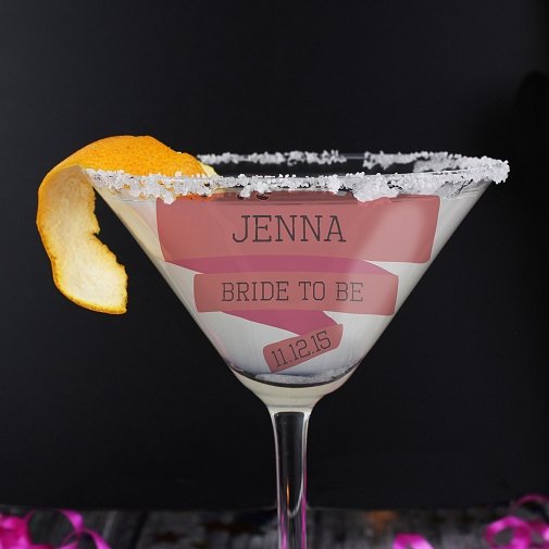 Personalised Pink Banner Cocktail Glass