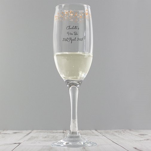 Personalised Gold Stars Glass Flute