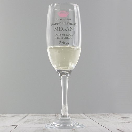 Personalised Champagne Crown Glass Flute