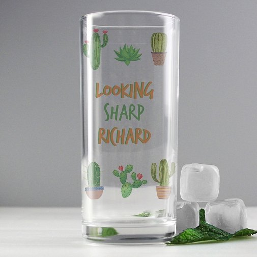 Personalised Cactus Hi Ball Glass