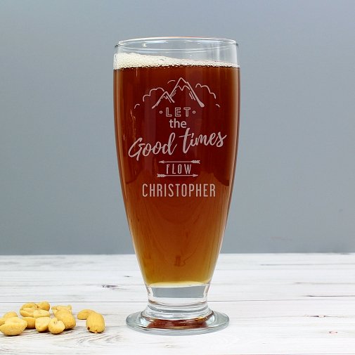 Personalised Let the Good Times Flow Craft Ale Beer Glass
