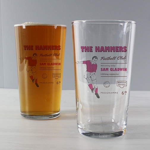 Personalised Vintage Football Claret Supporter's Pint Glass