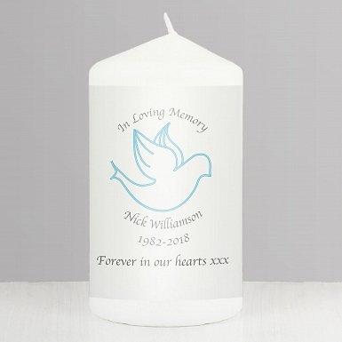 Personalised In Loving Memory Blue Candle