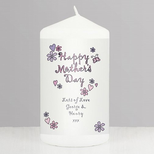 Flowers & Butterflies Happy Mothers Day Candle delivery to UK [United Kingdom]