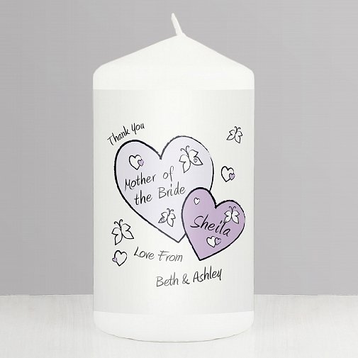 Personalised Butterfly Hearts Wedding Candle