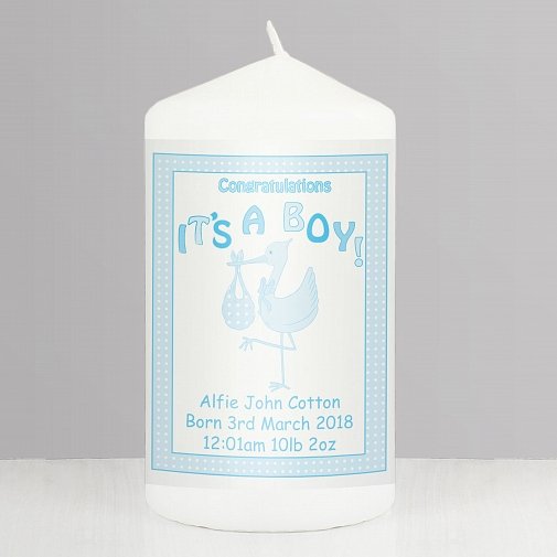 Personalised Stork It's a Boy Candle