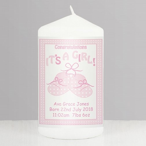 Personalised Bootee It's a Girl Candle
