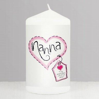 Personalised Heart Stitch Nanna Candle