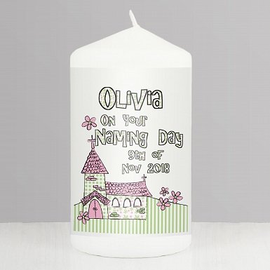 Personalised Pink Church Candle