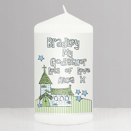 Personalised Whimsical Church Godfather Candle