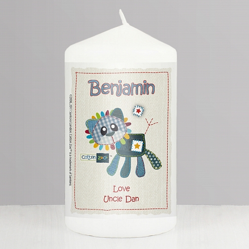 Personalised Cotton Zoo Denim the Lion Candle