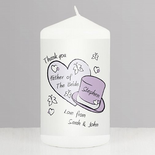 Personalised Butterfly Hats Wedding Candle