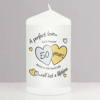 Personalised A Perfect Love Golden Anniversary Candle