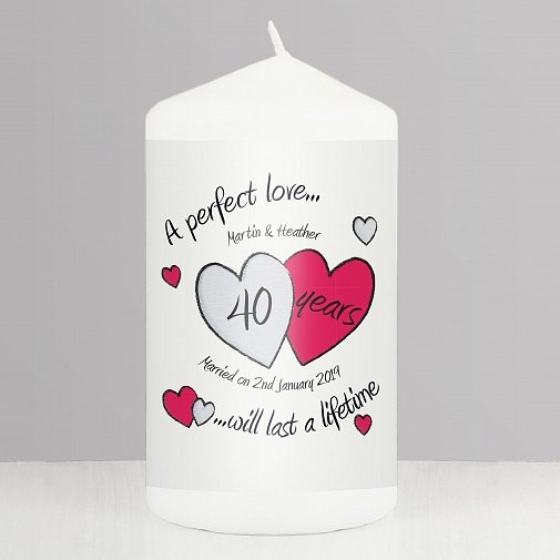 Personalised A Perfect Love Ruby Anniversary Candle