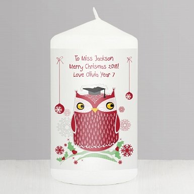 Personalised Christmas Owl Candle