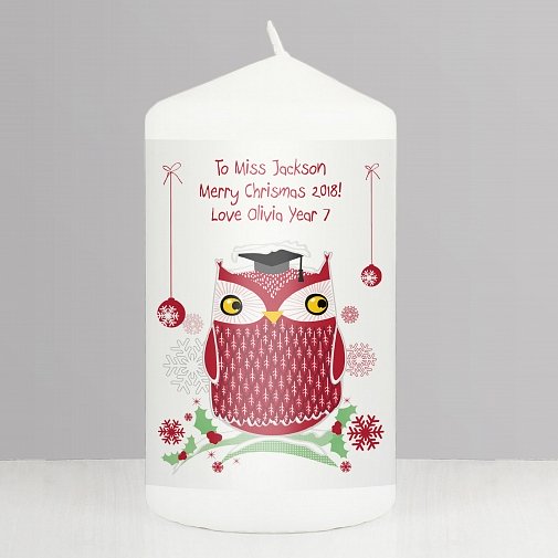 Personalised Christmas Owl Candle