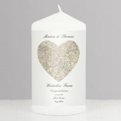 Personalised 1896 - 1904 Revised New Heart Map Candle