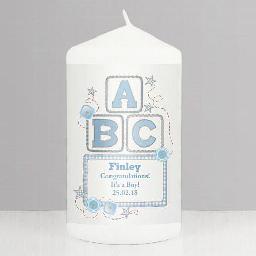 Personalised Blue ABC Candle
