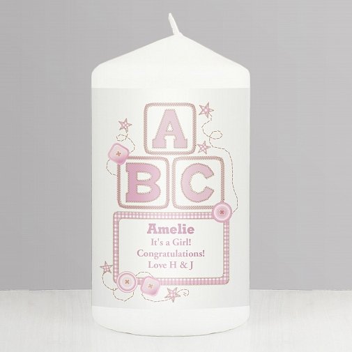 Personalised Pink ABC Candle