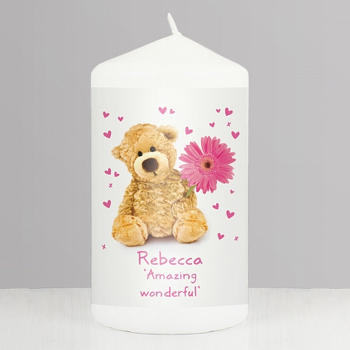Personalised Teddy Flower Candle