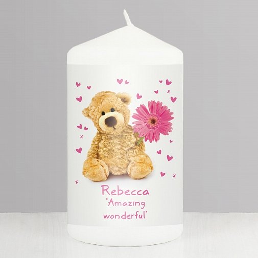 Personalised Teddy Flower Candle