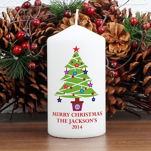 Personalised Merry Christmas Tree Candle